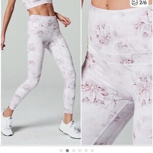 Varley Pale Pink Floral High-Waist Leggings